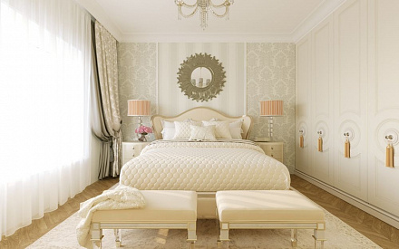 Дизайн интерьера спальни в доме 386 кв.м в классическом стиле14