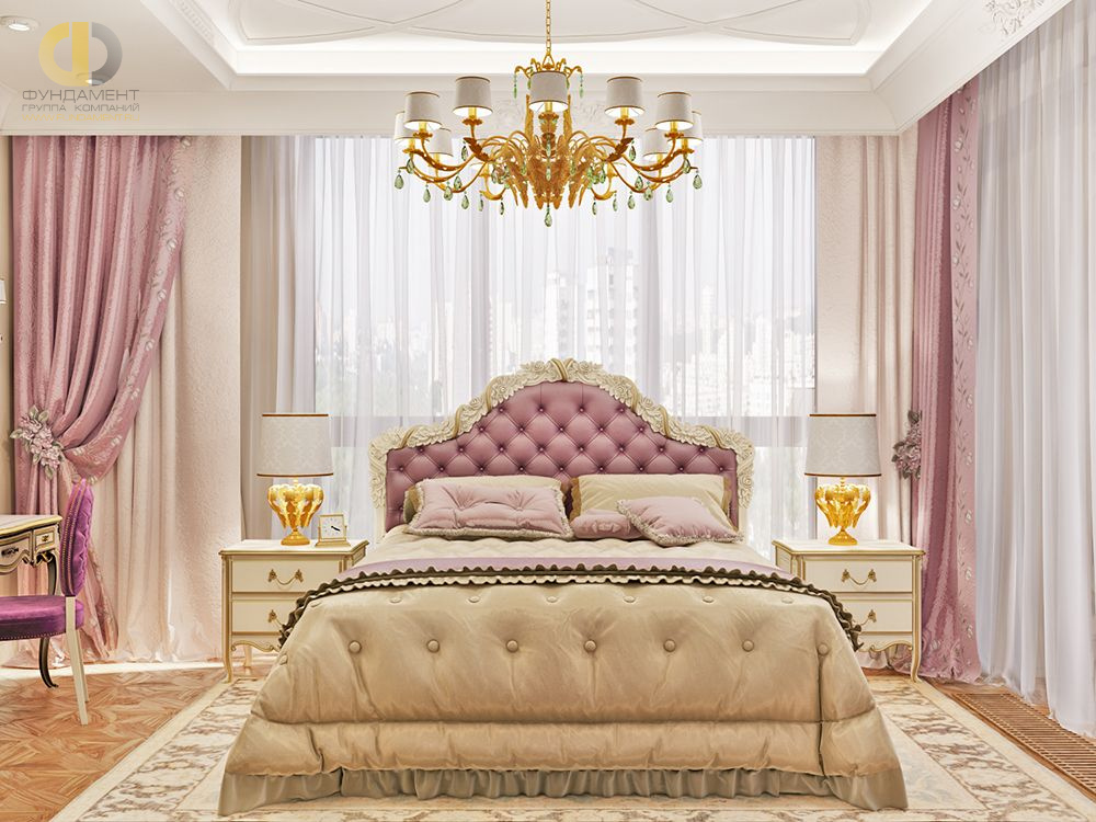 Розовая спальня в классическом стиле