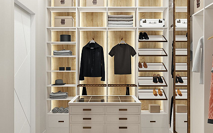 Дизайн интерьера гардероба в трёхкомнатной квартире 135 кв.м в современном стиле7