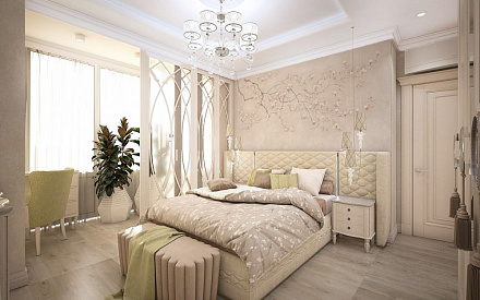 Дизайн интерьера спальни в четырёхкомнатной квартиры 103 кв.м в стиле современная классика12