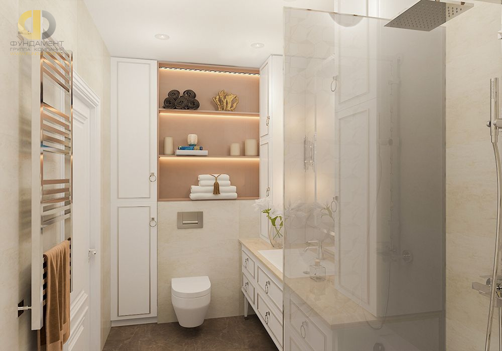 Дизайн интерьера ванной в 4-комнатной квартире 136 кв. м в стиле неоклассика 26