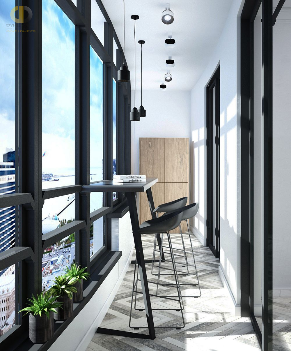 Дизайн балкона в черном цвете - фото