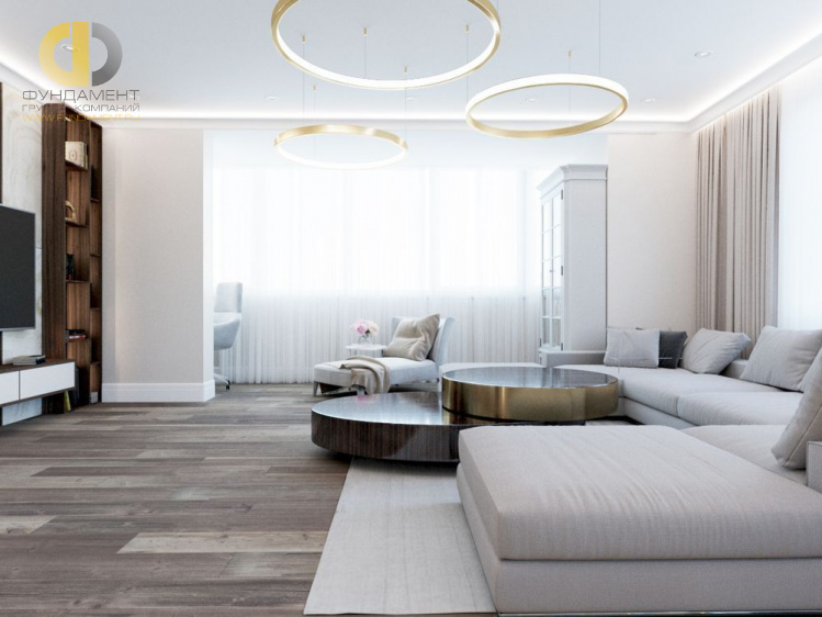 Дизайн интерьера гостиной в трёхкомнатной квартире 131 кв.м в современном стиле9