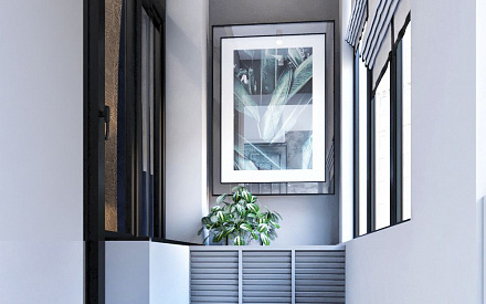 Дизайн интерьера балкона в трёхкомнатной квартире 83 кв. м. в стиле неоклассика 21