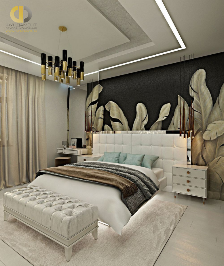 Дизайн интерьера спальни в трёхкомнатной квартире 95 кв.м в стиле ар-деко15