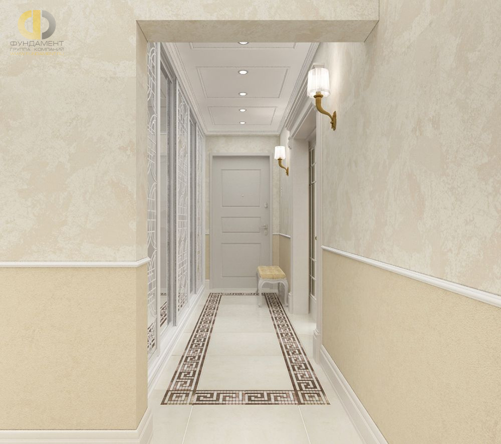 Дизайн коридора в бежевом цвете - фото