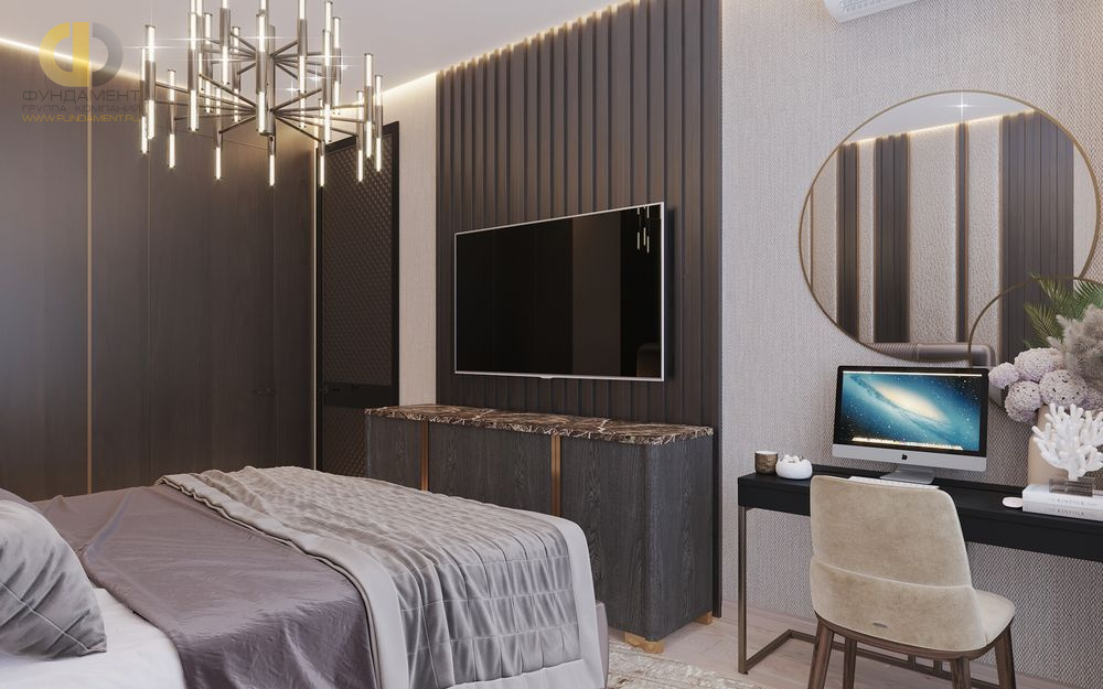 Спальня в стиле дизайна арт-деко (ар-деко) по адресу г. Москва, ул. Верхняя, д. 20, 2020 года
