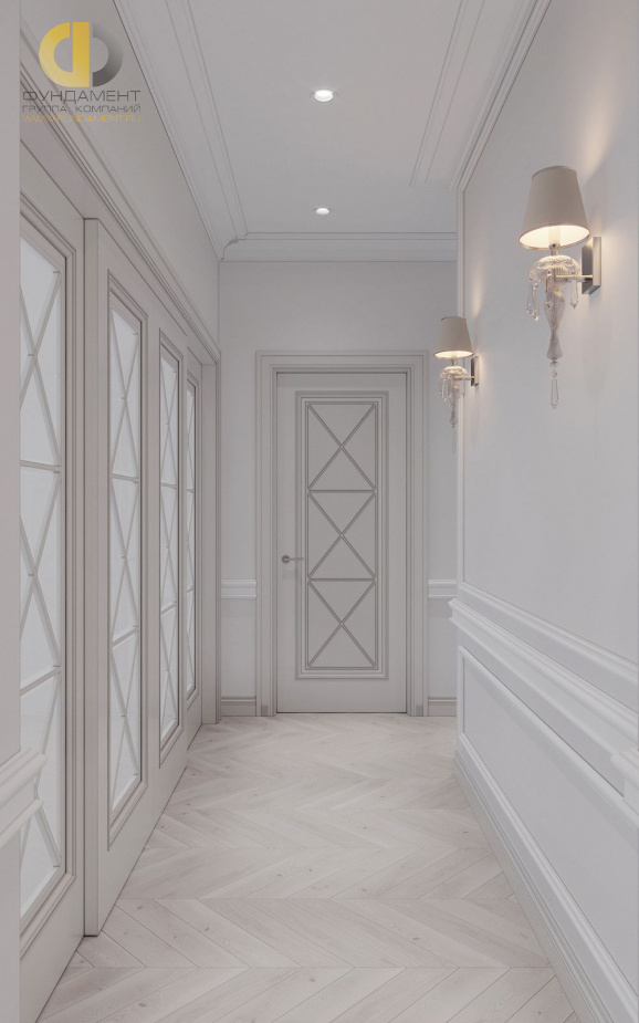 Дизайн интерьера коридора в 6-комнатной квартире 196 кв. м в стиле классика и прованс 10