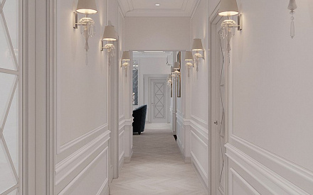 Дизайн интерьера коридора в 6-комнатной квартире 196 кв. м в стиле классика и прованс 29