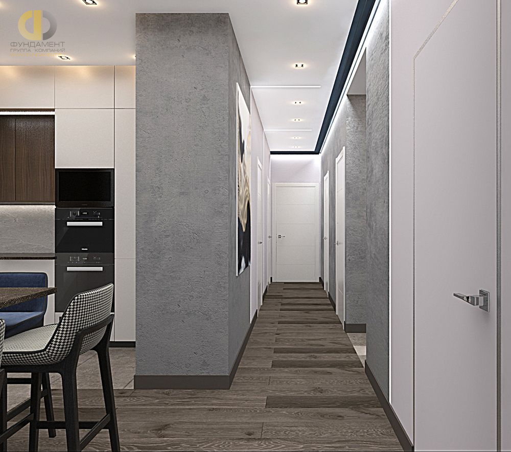 Дизайн интерьера коридора в четырёхкомнатной квартире 107 кв.м в современном стиле12