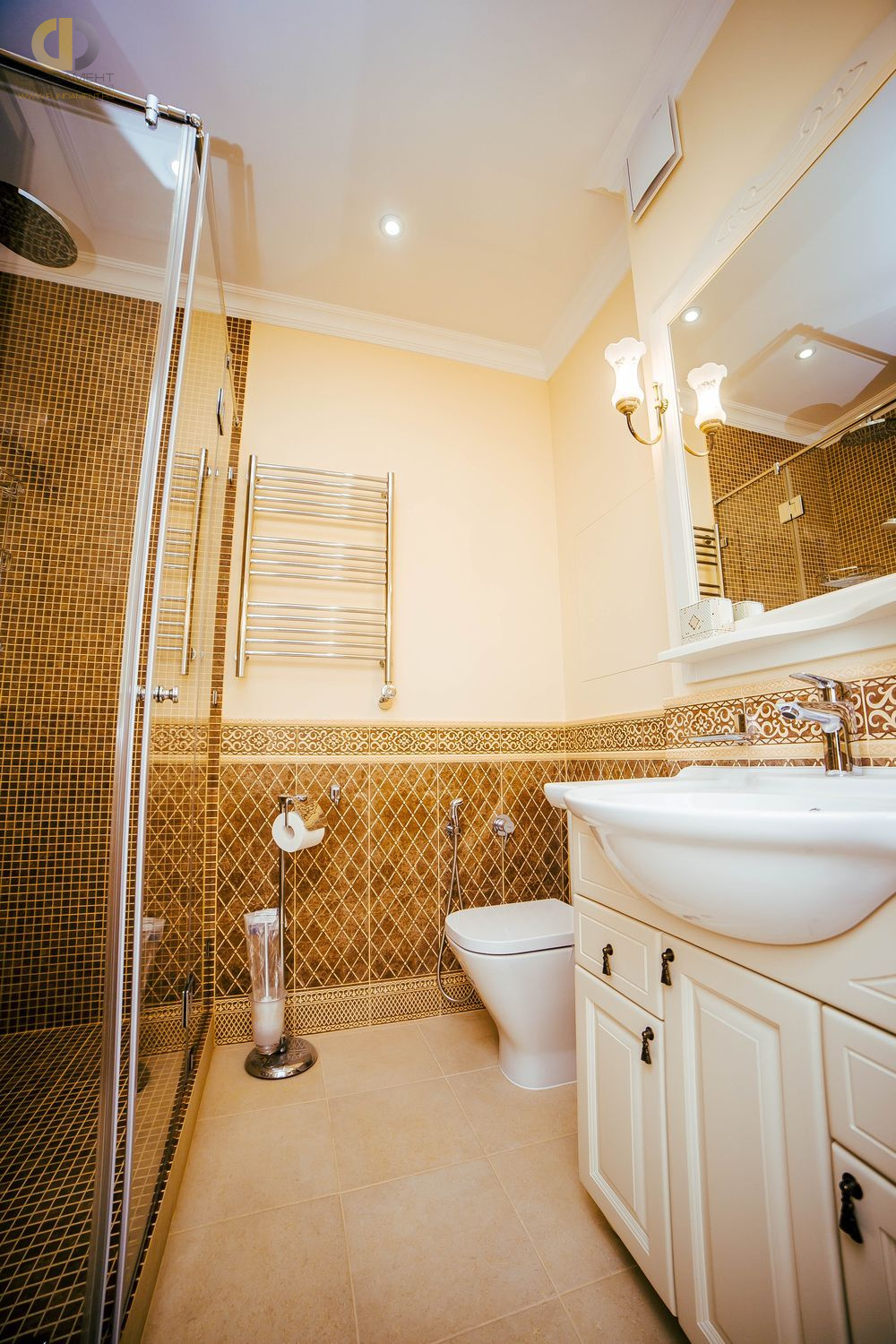 Фото ремонта ванной в трёхкомнатной квартире 86 кв.м в классическом стиле – фото 128