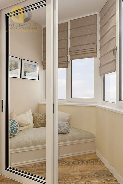 Дизайн балкона в светло-сером цвете - фото