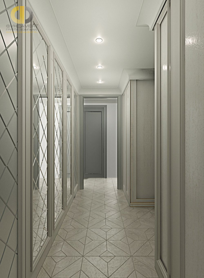Дизайн интерьера коридора в трёхкомнатной квартире 98 кв.м в стиле современная классика5