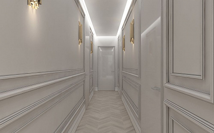 Дизайн интерьера коридора в пятикомнатной квартире 155 кв.м в стиле неоклассика10