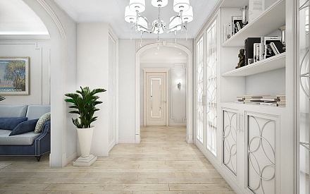 Дизайн интерьера коридора в четырёхкомнатной квартире 127 кв.м в стиле неоклассика5
