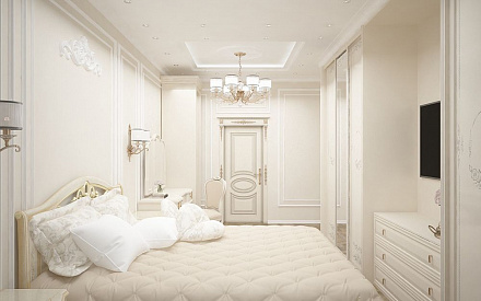 Дизайн интерьера спальни в трёхкомнатной квартире 101 кв. м в стиле классицизм 19