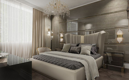 Дизайн интерьера спальни в трёхкомнатной квартире 110 кв.м в стиле ар-деко10