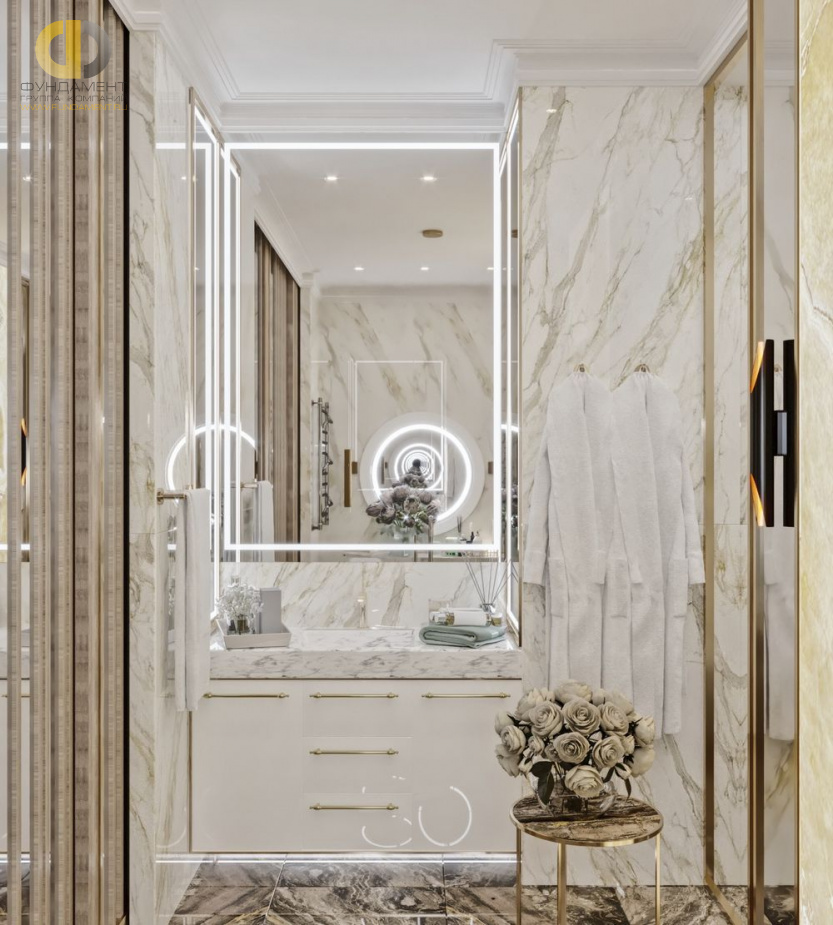 Дизайн интерьера ванной в четырёхкомнатной квартире 148 кв.м в стиле ар-деко с элементами неоклассики15