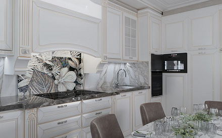 Дизайн интерьера кухни в трёхкомнатной квартире 127 кв. м в стиле неоклассика 2