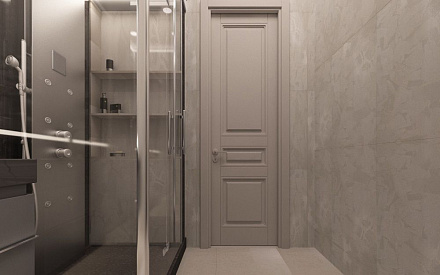 Дизайн интерьера коридора в четырёхкомнатной квартире 165 кв.м в классическом стиле с элементами лофт22