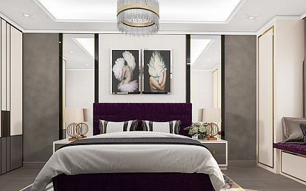 Дизайн интерьера спальни в трёхкомнатной квартире 86 кв.м в стиле ар-деко13