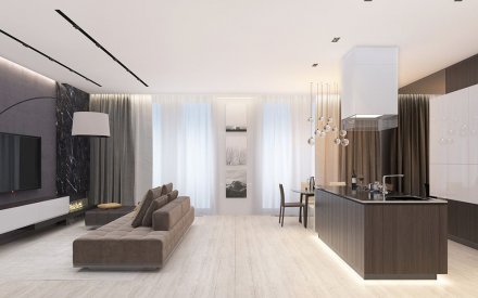 Трехмерная 3D визуализация трехкомнатной квартиры в Москве