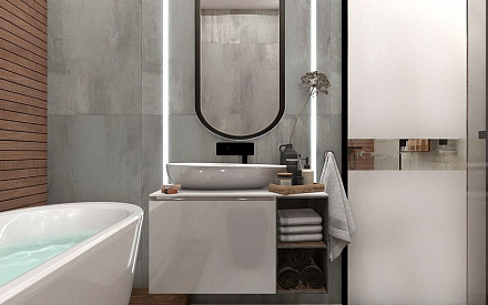 Дизайн интерьера ванной в трёхкомнатной квартире 101 кв. м в современном стиле 17