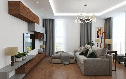 Дизайн интерьера гостиной в трёхкомнатной квартире 125 кв.м в современном стиле10