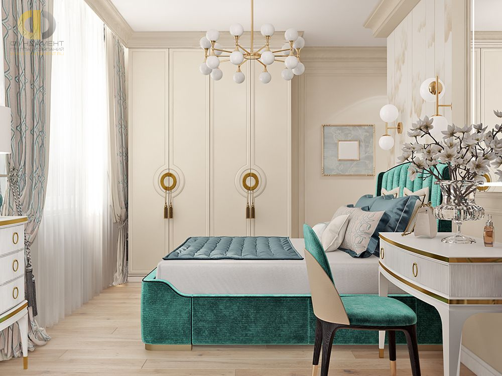 Дизайн интерьера спальни в трёхкомнатной квартире 65 кв.м в стиле ар-деко11