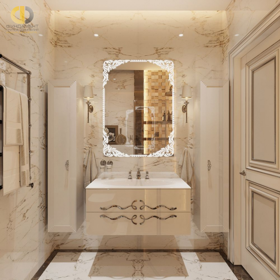 Дизайн интерьера ванной в четырёхкомнатной квартире 132 кв.м в классическом стиле27