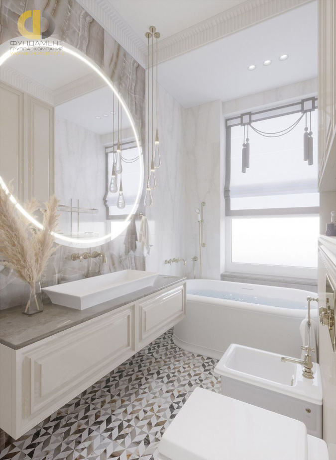 Дизайн интерьера ванной в 4-комнатной квартире 120 кв. м в стиле эклектика 35