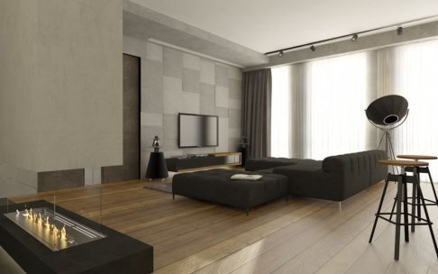 Дизайн квартиры-студии 101 кв. м в стиле минимализм на Мосфильмовской