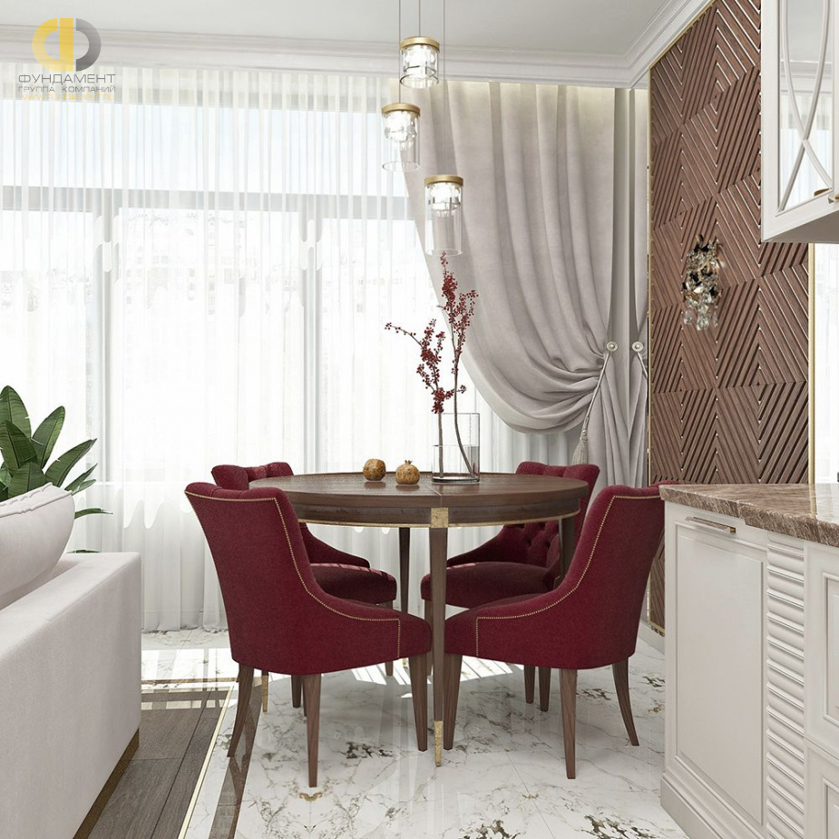 Дизайн интерьера кухни в четырёхкомнатной квартире 114 кв. м в стиле ар-деко и неоклассика 35