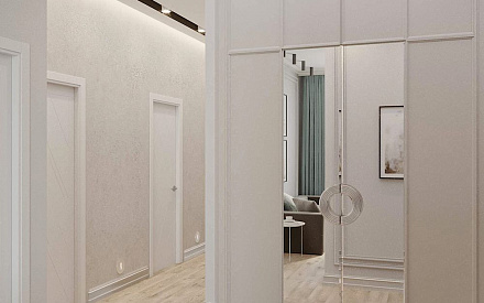 Дизайн интерьера коридора в четырёхкомнатной квартире 87 кв.м в современном стиле 1