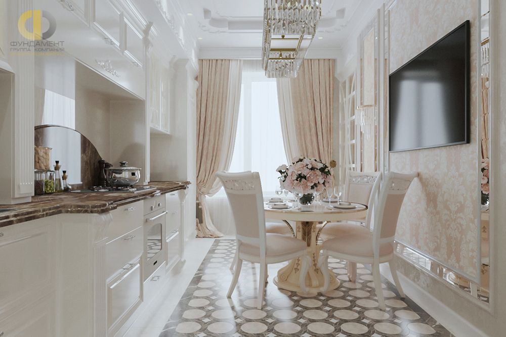 Кухня в стиле дизайна барокко по адресу г. Москва, Ленинградский проспект, дом 29, 2021 года