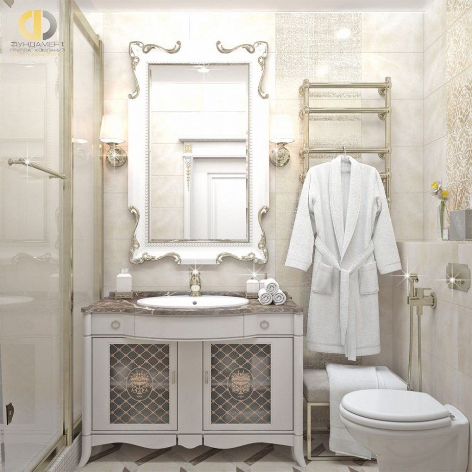 Дизайн интерьера ванной в шестикомнатной квартиры 185 кв.м в стиле неоклассика с элементами ар-деко 17