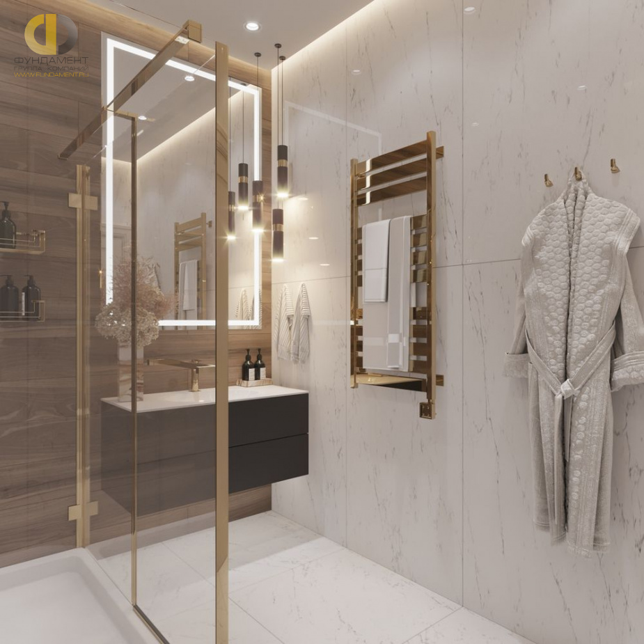 Дизайн интерьера ванной в 6-комнатной квартире 196 кв. м в стиле классика и прованс 25