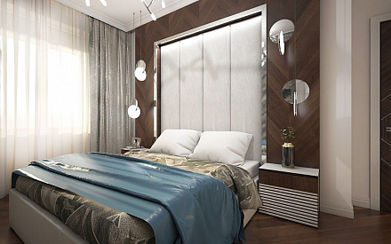 Дизайн интерьера спальни в четырёхкомнатной квартире 115 кв.м в современном стиле11