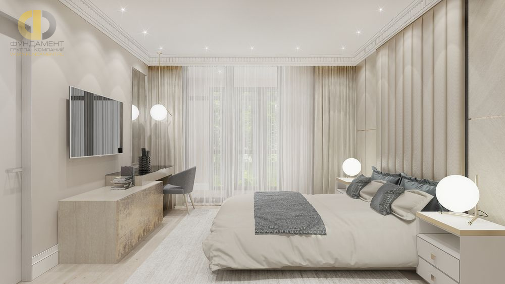Дизайн интерьера спальни в пятикомнатной квартире 155 кв.м в стиле неоклассика13