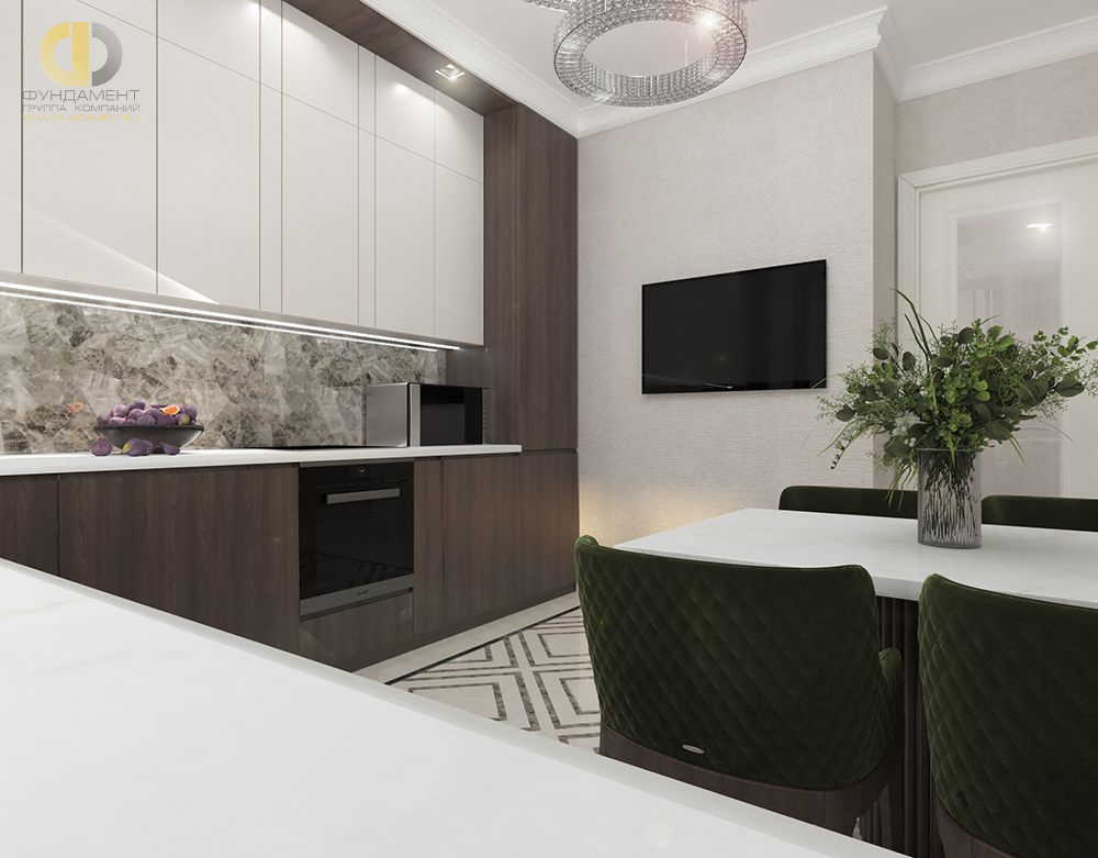 Кухня в стиле дизайна неоклассика по адресу г. Москва, Измайловский проезд, дом 10к. 4, 2021 года
