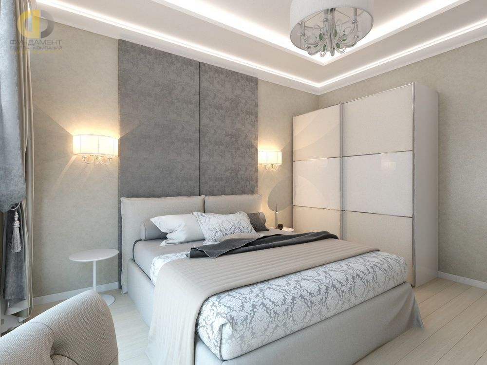 Спальня в стиле дизайна современный по адресу г. Москва, ул. Смоленская наб. д. 2, 2018 года