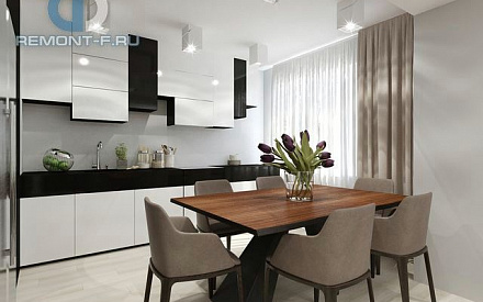 Дизайн кухни в интерьере квартиры 97 кв. м в стиле минимализм на Марксистской