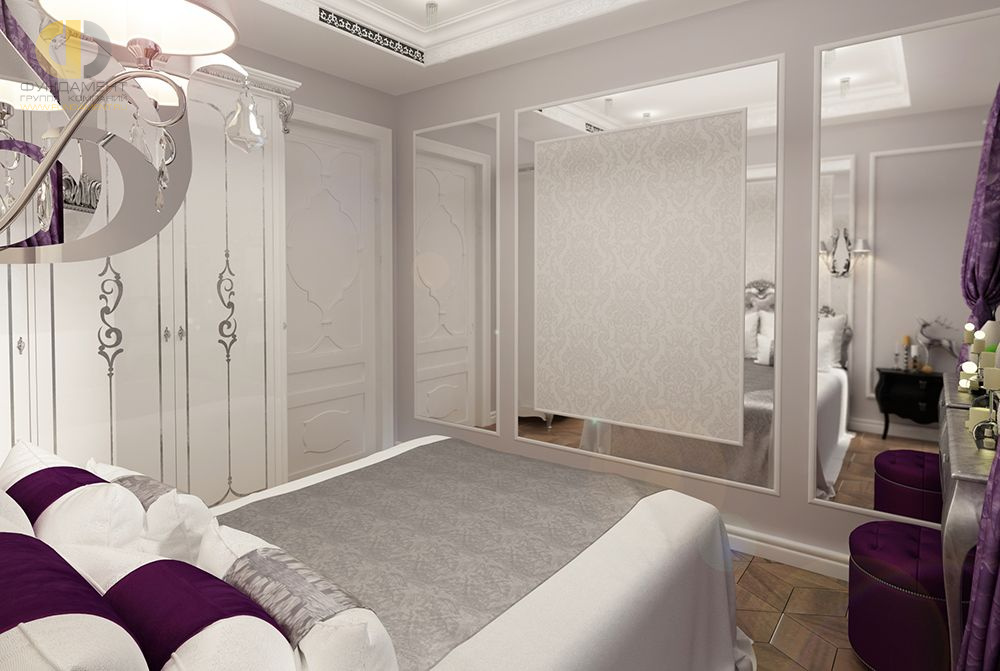 Дизайн спальни в фиолетовом цвете - фото