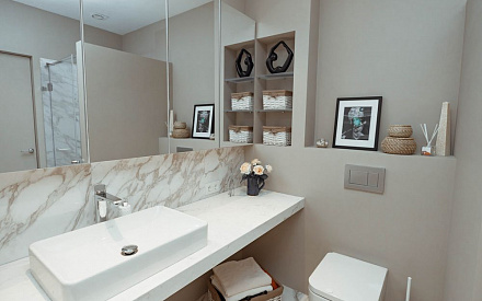 Дизайн интерьера ванной в однокомнатной квартире 55 кв.м в стиле лофт18