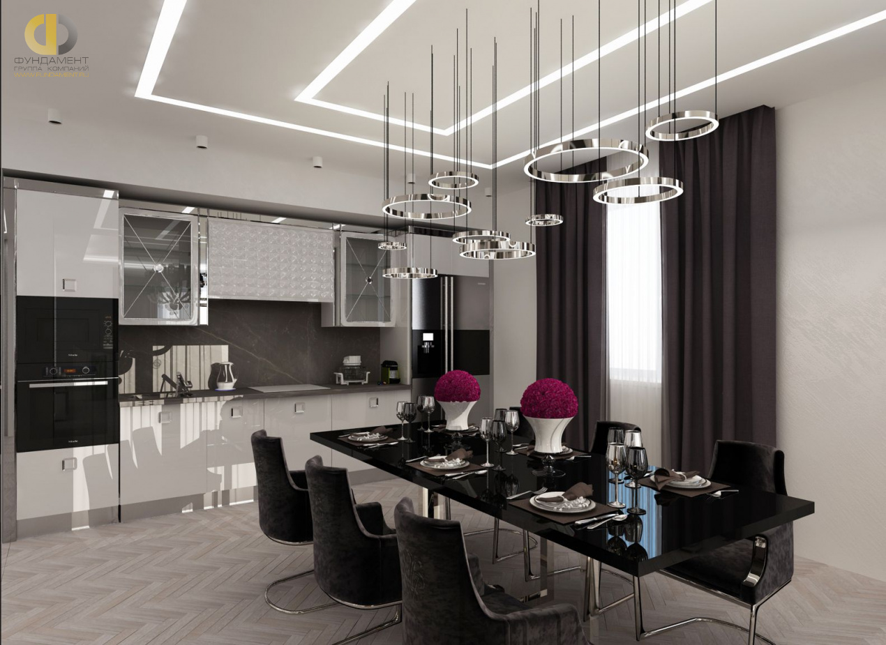 Дизайн интерьера кухни в 3-комнатной квартире 144 кв. м