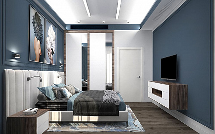 Дизайн интерьера спальни в четырёхкомнатной квартире 107 кв.м в современном стиле2