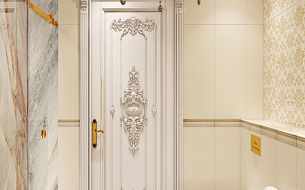 Дизайн интерьера ванной в четырёхкомнатной квартире 144 кв. м в стиле классицизм 21