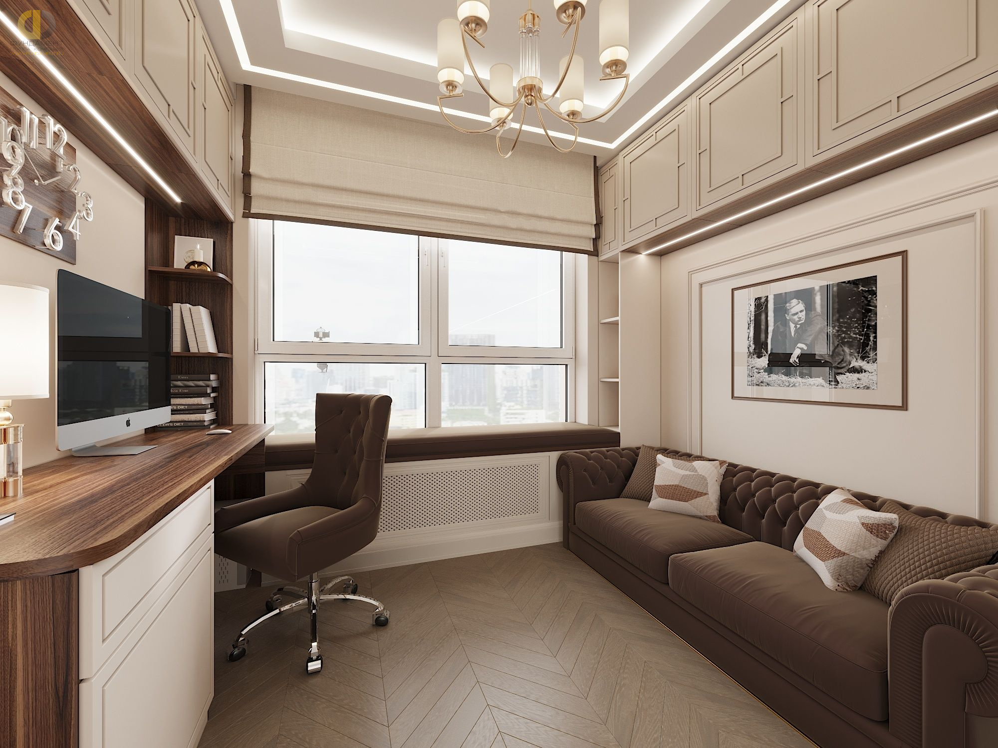 Кабинет в стиле дизайна современный по адресу г. Москва, Шелепихинская набережная, дом 34, 2021 года