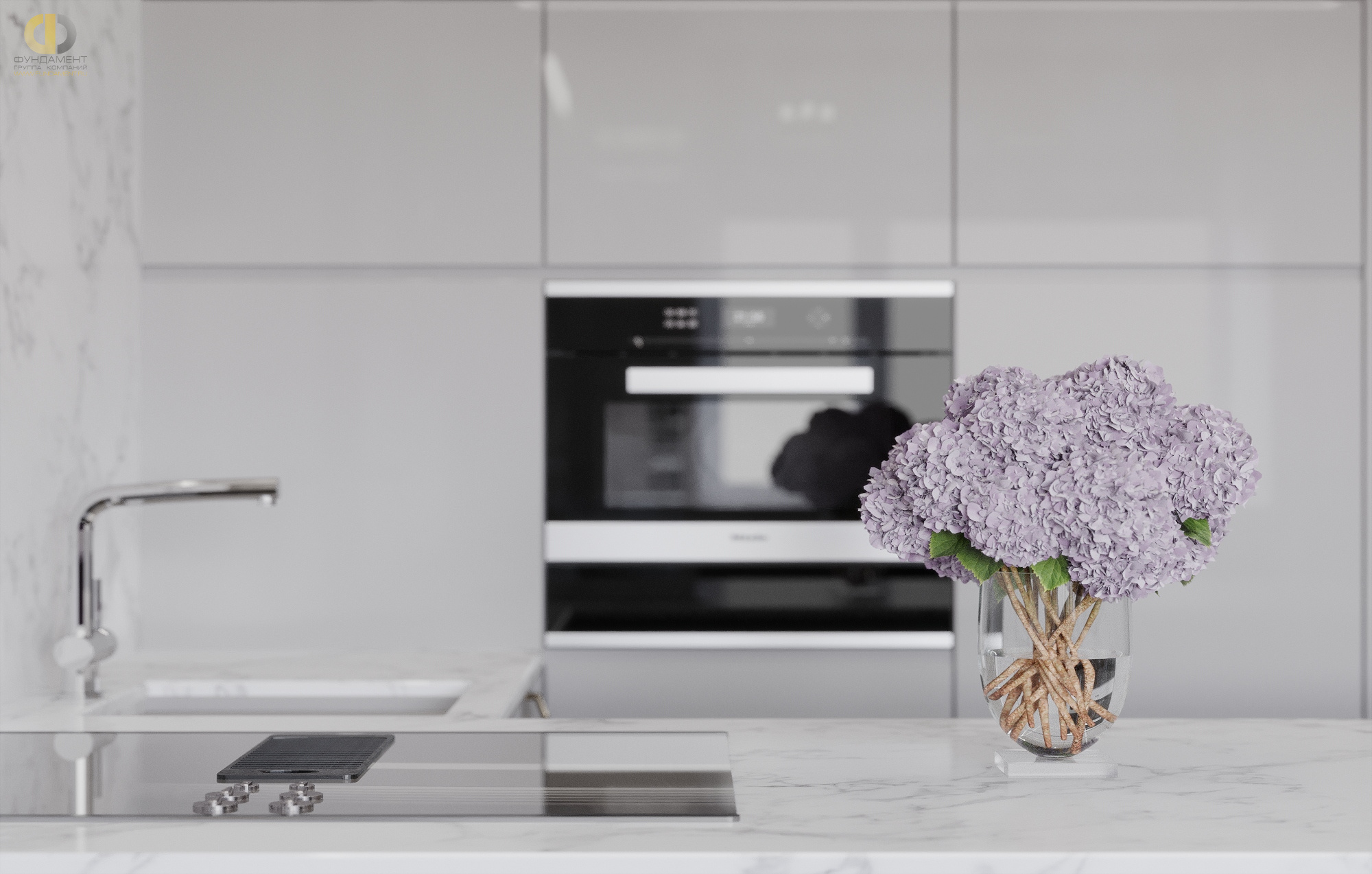 Дизайн кухни в сером цвете - фото