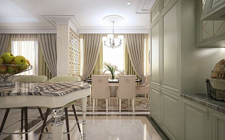 Дизайн интерьера кухни в четырёхкомнатной квартиры 103 кв.м в стиле современная классика9